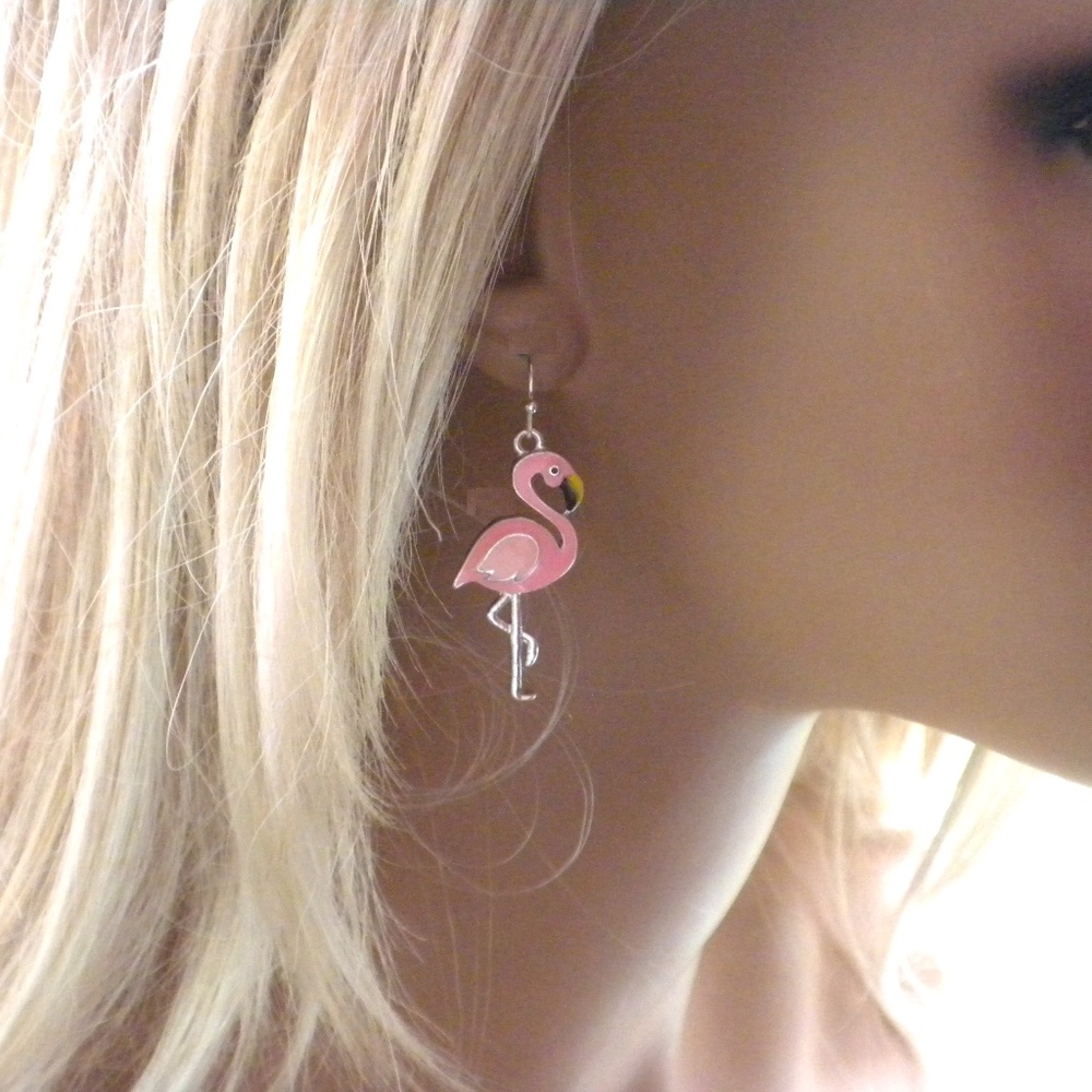 Pink Flamingo Earrings - Picture 3 of 5